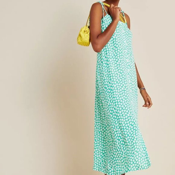 Faithfull the Brand Size 8 Anthropologie Exclusive Green‎ Cora Floral Midi Dress - Picture 5 of 9